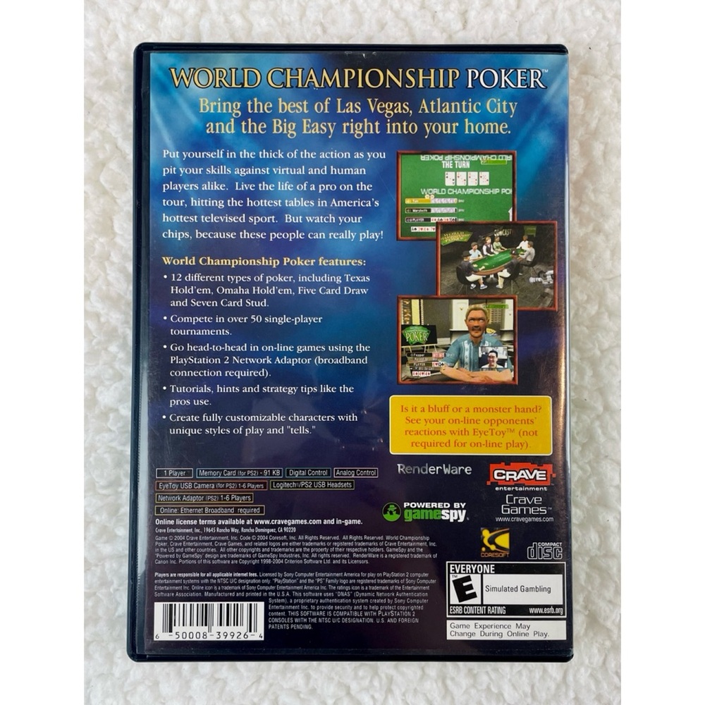 (VTG) SONY • 2004 PlayStation 2 World Championship Poker Video Game - Picture 2 of 4